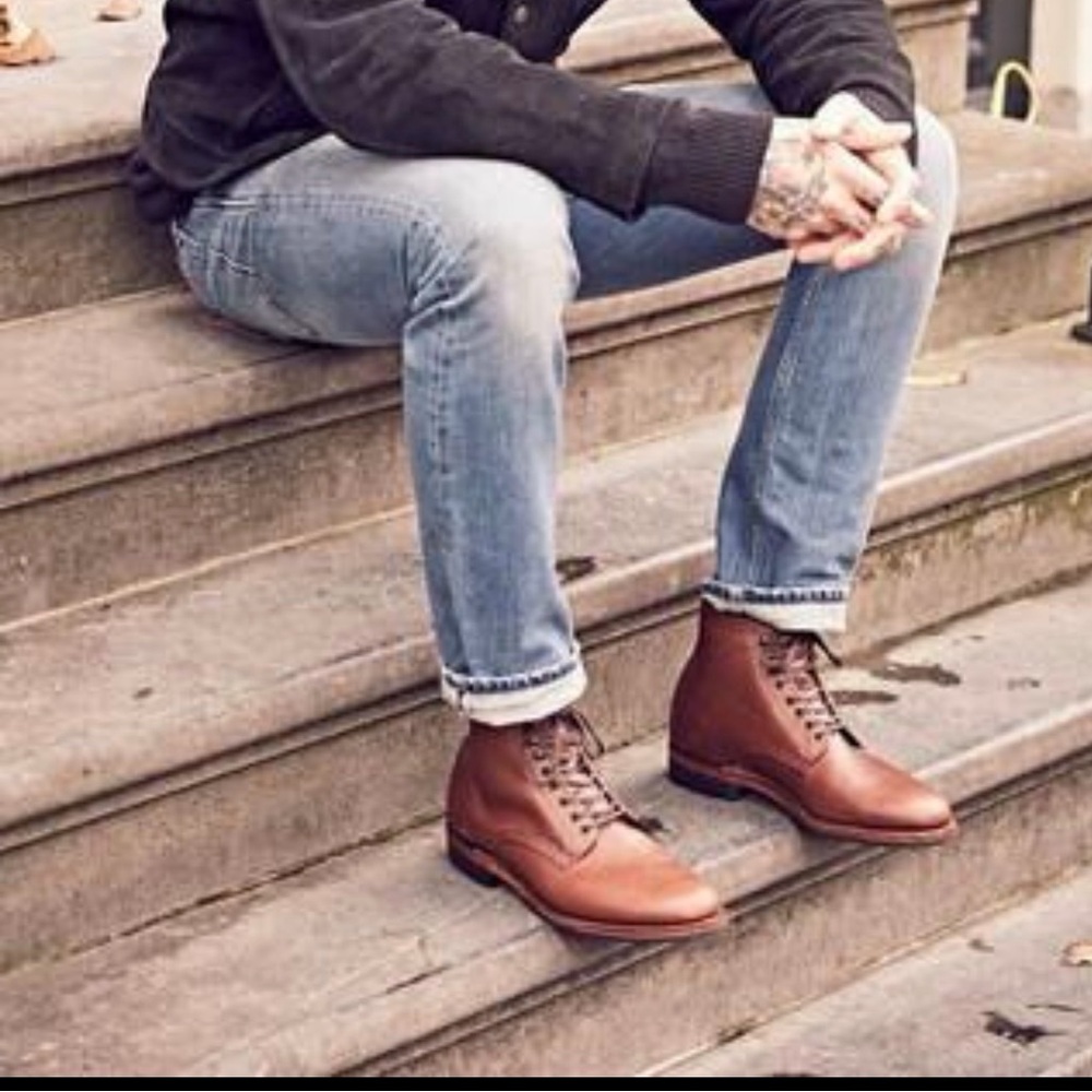 Crosby Square Montgomery Brown Leather Cap Toe Boots Mens 13 Made in Portugal